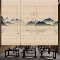 Bamboo curtain curtain curtain curtain rolling home partition printing Sino-Japanese sunshade shade Zen custom tea room balcony