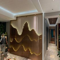 Stainless steel screen custom light luxury living room Restaurant Hotel outdoor rockery partition modern metal decoration background wall