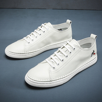 Summer new mens shoes head layer cowhide white shoes casual leather trend wild board shoes mens feet breathable