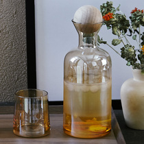 Plaything Amber Crystal Glass cold kettle Nordic cold kettle water set home 1 pot 4 cups high color value