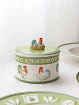Export German green chicken series ceramic storage jar Biscuit snacks with lid jar creative home storage jar