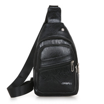Mens shoulder bag casual shoulder bag leather breast Bag Mens bag cowhide bag leather small bag backpack Tide brand