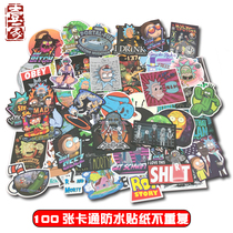 100 Rick Modi suitcase anime graffiti stickers Car skateboard Guitar cartoon waterproof decorative stickers