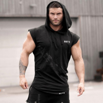 Muscle Doctors new sports Even hat Vest Men Fitness brothers Elastic Basketball Suit Casual Sleeveless Hooded Sweatshirt