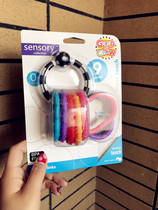 Rainbow string ring hanging ring Baby hard rainbow ring serial rubber ring hand grip ring 3-12 months toy