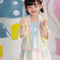 Xizi asked Hanfu girl suit Tang suit children Chinese style childrens clothing childrens clothing Spring Girl pleated skirt spring cherry
