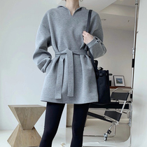 2021 new winter high-grade sweater skirt cold wind long sleeve plus velvet thickened slim little dress