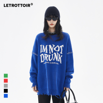 LETROTTOIR NOTDRUNK autumn and winter couples loose lazy wind soft waxy design sense knitted sweater men and women