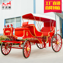 Eurostyle Sightseeing Wagons Double Volleyball Red Festive Hotels EVENT CARRIAGE TOURIST RECEPTION PENDULUM FERRY 4 WHEELS CARRIAGE RIDE