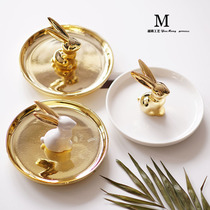 ins Nordic style ring guard jewelry jewelry jewelry rack necklace earrings nail ornaments desktop storage box animal ceramic plate