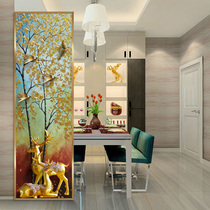 Small Aluminum Alloy Rims Living Room Screen Art Glass Partition Double Sided Light Transmission Eurostyle Style Genguan Steel Color Plotter