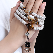 Hainan star and moon Bodhi hand string Buddha beads text play bracelet Male Bodhi seed original seed first month 108 barrel beads necklace Female