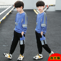Boys spring clothing suit 2022 new 8 CUHK Tong Wei clothes T-shirt Long sleeves Sports pants 6 Mens Bau Spring paragraph Two sets