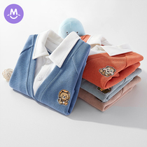 (clear bin) boy cardiovert sweater sweater children knit jacket baby spring autumn polo fake two blouses