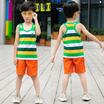Boys vest pure cotton 3 summer childrens clothing 6 Childrens striped camisole thin section 13 large childrens clothing 5 Childrens pajamas