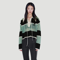 UOOYAA UYA 2022 spring new POLO shirt for dad retro striped strap stitch-knitted sweatshirt