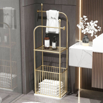 Light luxury Wrought iron bathroom shelf Floor-to-ceiling simple Nordic Bathroom storage rack Free hole sink shelf