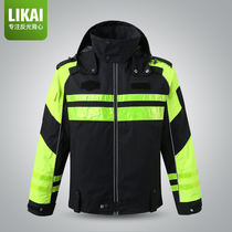 LIKAI cross-up reflective raincoat motorcycle riding raincoat thick reflective locomotive clothes coat can be printed