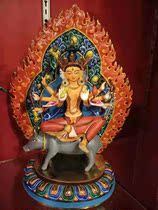 Nepalese boutique red copper-gold painted craftsmanship light Buddha statue like the Morley Heaven Bodhisattva statue high 40cm