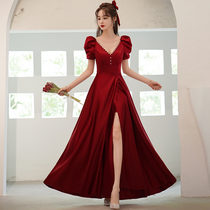 Toast Bride 2021 New Wedding Dress Engagement Dress Usually Wear Summer French Satin Satin