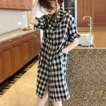 European Station Black & White Plaid Shirt Skirt Woman 2021 Summer Slim Fit Slim Casual Conspico Casual Straight Drum Dress