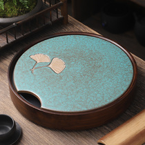 Tao Fuqi household walnut color storage tea tray ceramic tea tray simple home Joker tea table simple home Joker tea table water tray