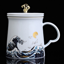 Silver Cup 999 gilt silver tea cup ceramic household tea water separation tea cup mug office cup water Cup gift