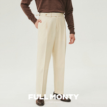 (2021 New) trousers mens beige business loose suit pants casual wool suit long pants autumn