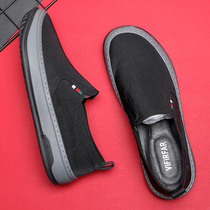 Mens Cloth Shoes Ice Silk Clown Shoes Men 2022 Summer New Breathable Comfort Lefu Shoes A foot pedal Lazy Shoes