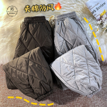 Down pants mens winter thick warm cotton pants northeast wear cold-proof casual trousers Diamond retro Haren pants