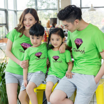Mother and daughter Summer clothes 2021 foreign atmosphere is not the same parent-child clothing home clothing short sleeve T-shirt summer a family three mother and son