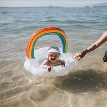 Thickened children swimming ring hot spring baby male and female armpit ring pig steering wheel 1-3-6 years old with drag rope seat