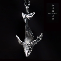 52 Hz whale necklace Whale drop S925 sterling silver skeleton pendant original handmade silver custom personality Gothic style