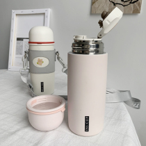 Thermos cup Female student simple ins with lid bottle Japanese children portable cute girl water cup Large capacity cup