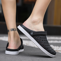 Dongle Shoes Male summer outwear Non-slip and deodorant Dual-use Baotou Semi-tug Damp Shoes Summer Driving Sports Beach Sandals