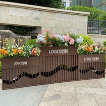 Outdoor new Wrought iron flower box Gardening large square street planting flower groove Rectangular combination flower bed flower device