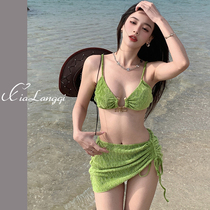 Swimsuit girl 2023 new beach vacation velvet in Europe and America in wind split sexy hot sister bikini three piece set