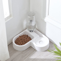 New corner dog bowl small dog bowl cat bowl automatic cat water dispenser pet supplies stainless steel double bowl