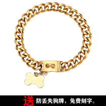 High-end Stainless Steel Pet Lettering Dog Neckline Large Gold Chain Sub neck sleeves Large Dog Bully Castro