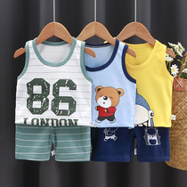 Childrens vest summer cotton girls shorts clothes baby Korean boy sleeveless set childrens vest sling
