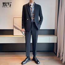 Silent light mature wind loose suit suit suit men fashion solid color casual suit wedding groom wedding dress