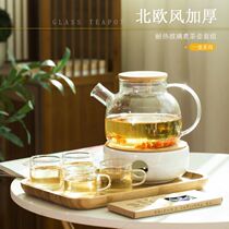 Boiled tea stove candle heating base flower teapot glass high temperature fruit teapot set