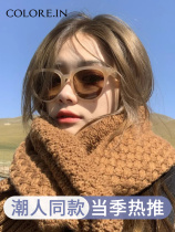 gm brown sunglasses female Xiuzhi with the same 2021 new Korean version of the tide retro round face sunscreen sunglasses summer