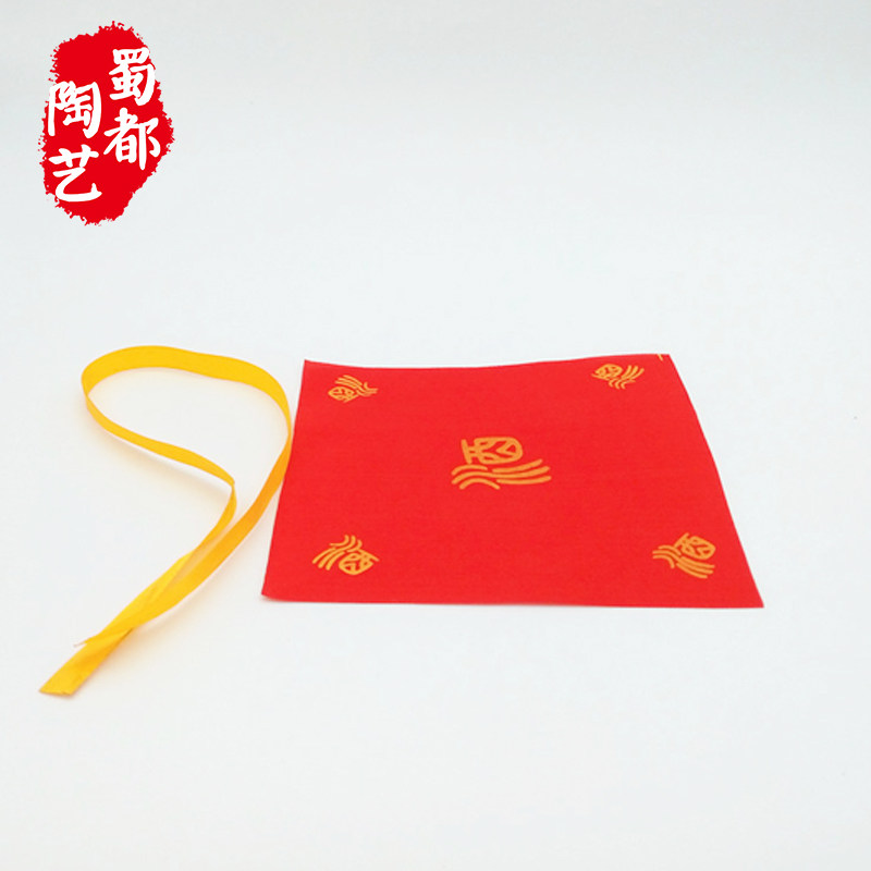 Custom bottle accessories ceramic bottle cap wine bottle lock seal film wine altar accessories wine plug red cloth turban wine card buckle