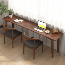 All solid wood narrow desk simple double long table home wall office computer desk one-character Workbench