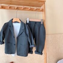 Childrens set 2021 spring new products for boys and girls stripe suit baby Korean dress two-piece foreign fashion tide