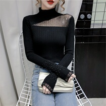Sweater New 2020 Explosions Women Slim High Neck Turtleneck Knitted Jacket Design Sense Black Backing Shirt Joker Tide
