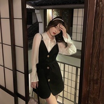 Fashion age-reducing suit vest shirt 2021 spring two-piece womens fried street small fragrance skirt suit