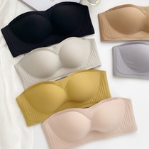 Mitu Trampoline Hood Invisible Shoulder Strap Bra No Steel Ring Coaling Anti-Slip Summer Thin big and small Breasted Underwear Woman