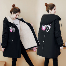 Pregnant womens wool coat cotton-padded clothing long thick warm loose size pregnant women winter cotton coat 200kg